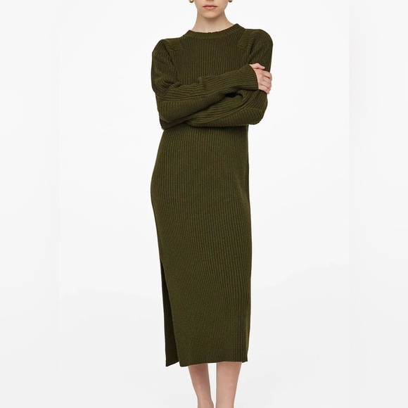 Anine Bing Aurora Sweater Dress Army Green - US M - Picture 3 of 9